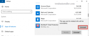 uninstall mcafee total protection