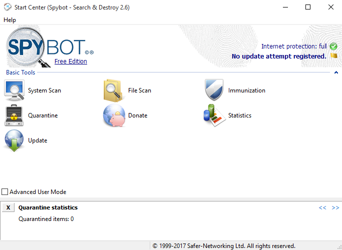 uninstall Spybot-Search and Destroy