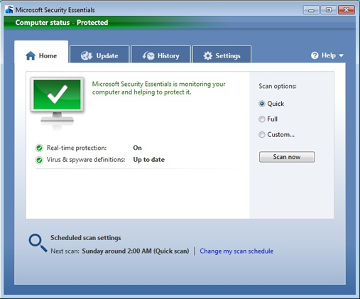 uninstall Microsoft Security Essentials