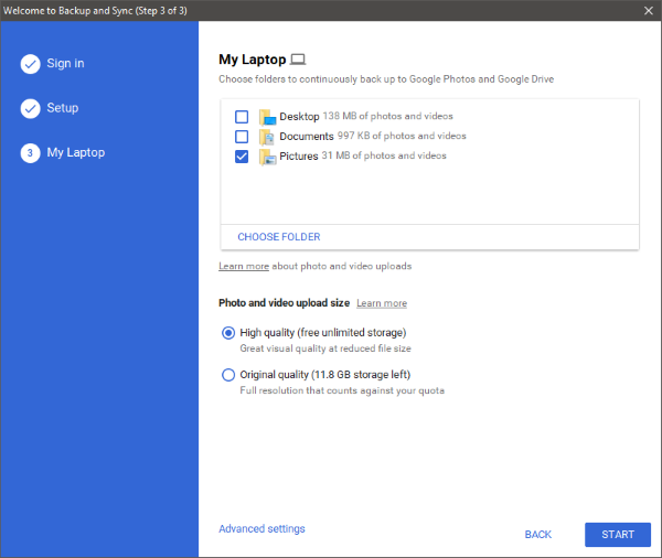 Google Backup and Sync for Windows